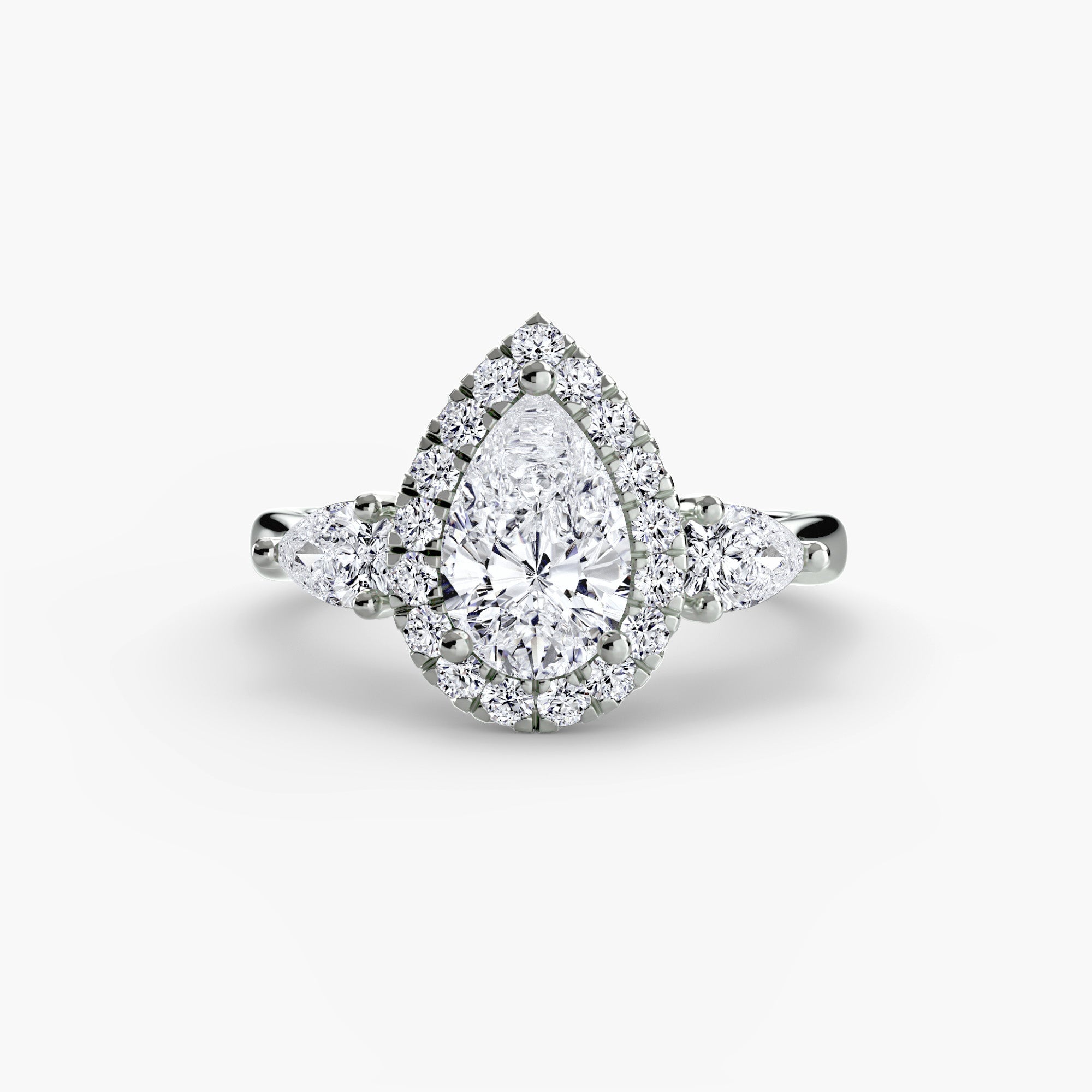 Three-Stone Ring with Halo - VTC Watches