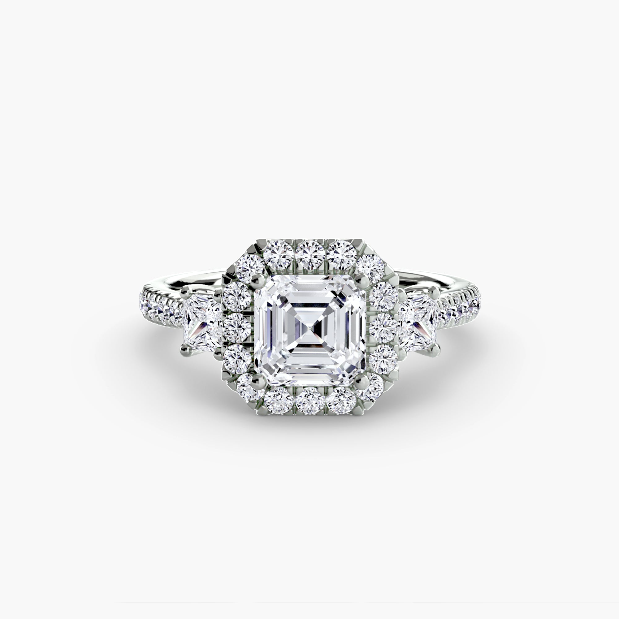 Three-Stone Ring with Halo 2 - VTC Watches