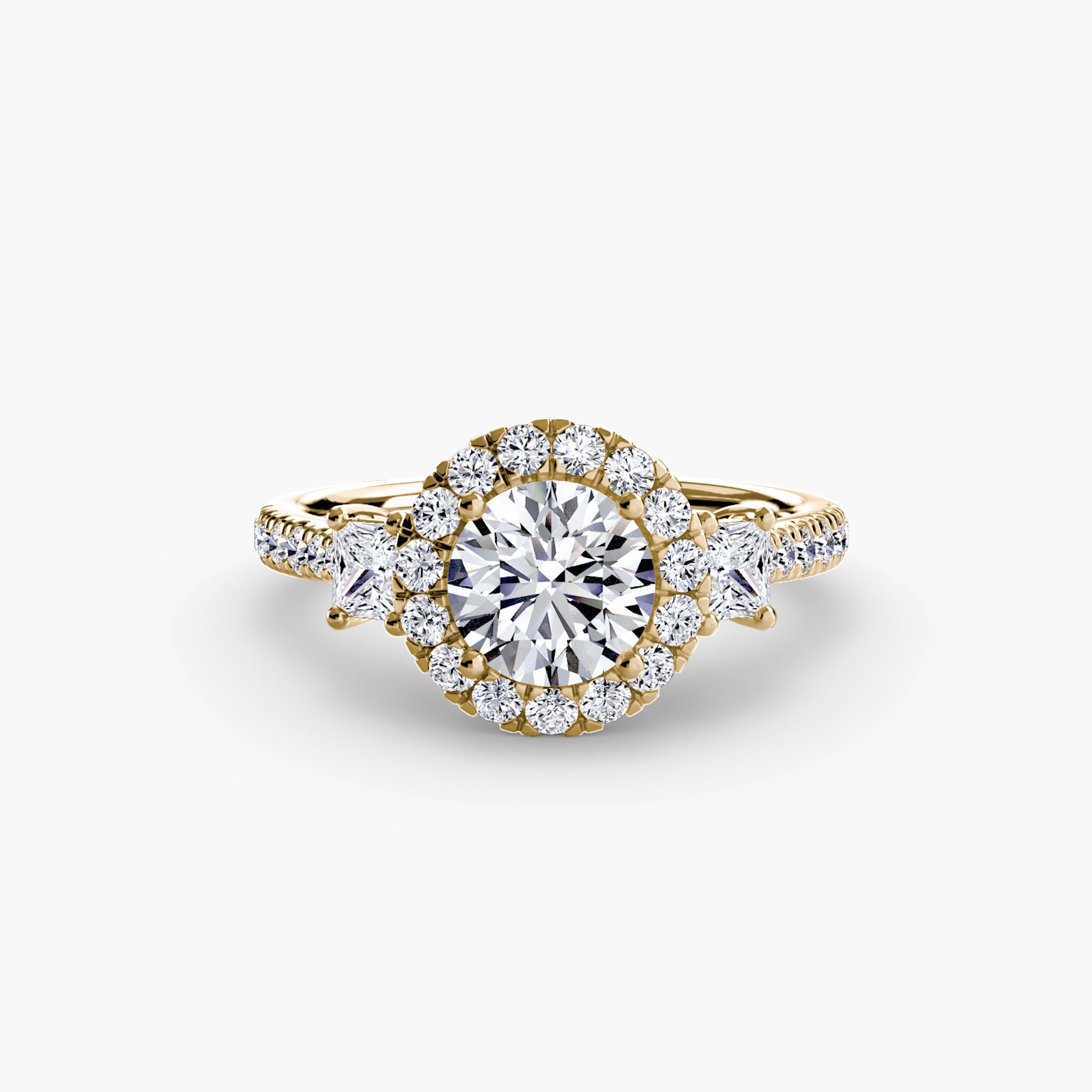 Three-Stone Ring with Halo 2 - VTC Watches