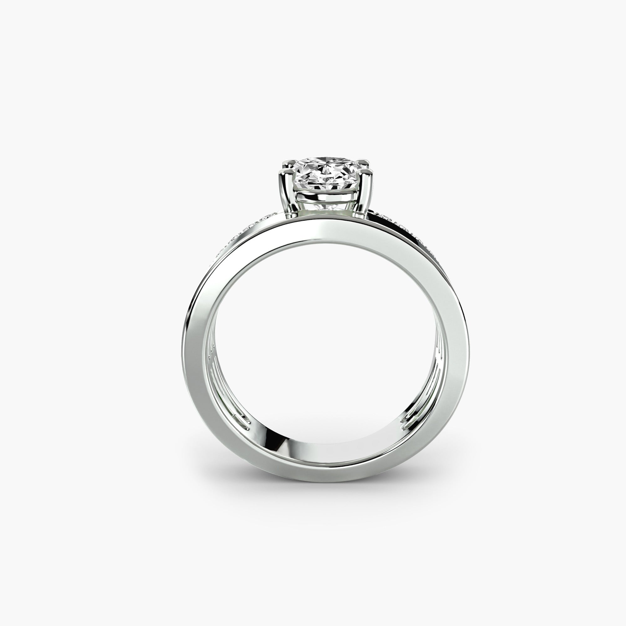 Wide Band Solitaire with Pavé Band - VTC Watches