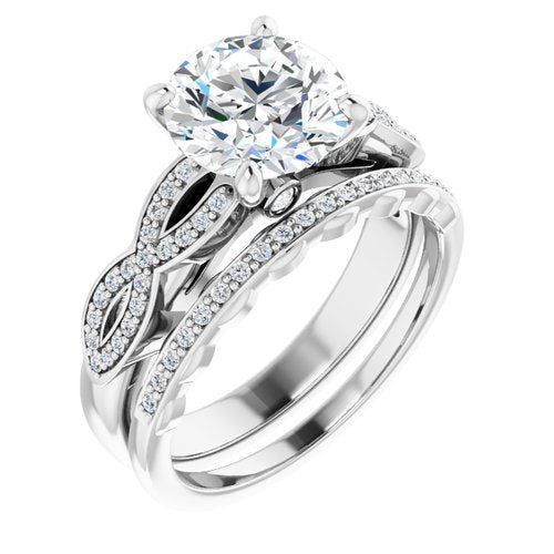 14K White Round Engagement Ring