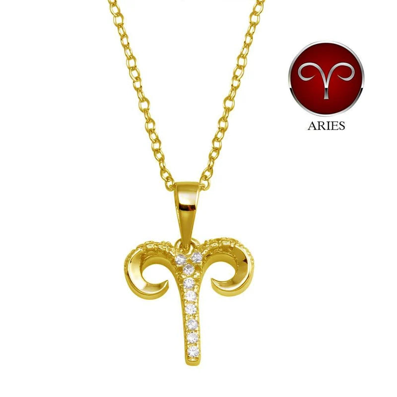 Gold Vermeil Aries CZ Necklace