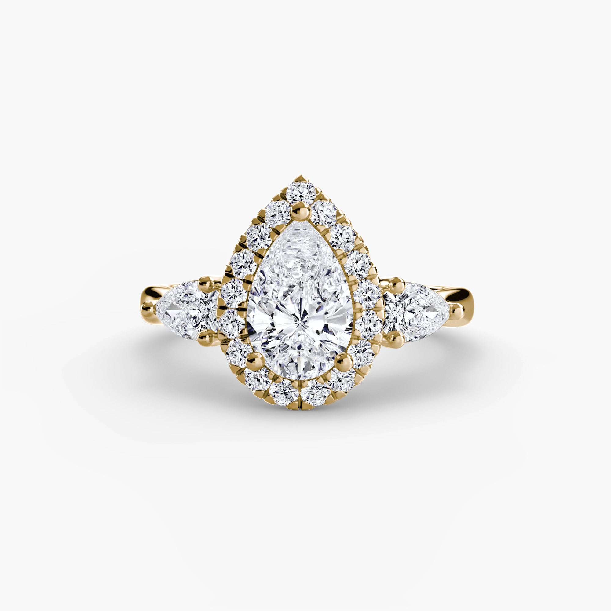 Three-Stone Ring with Halo - VTC Watches