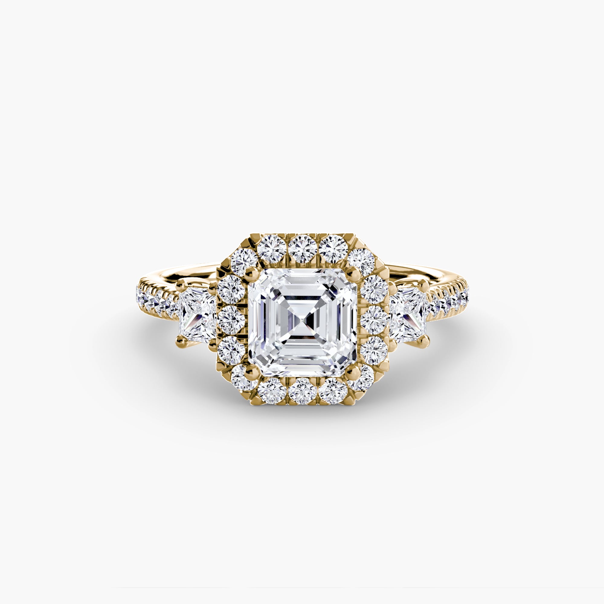 Three-Stone Ring with Halo 2 - VTC Watches