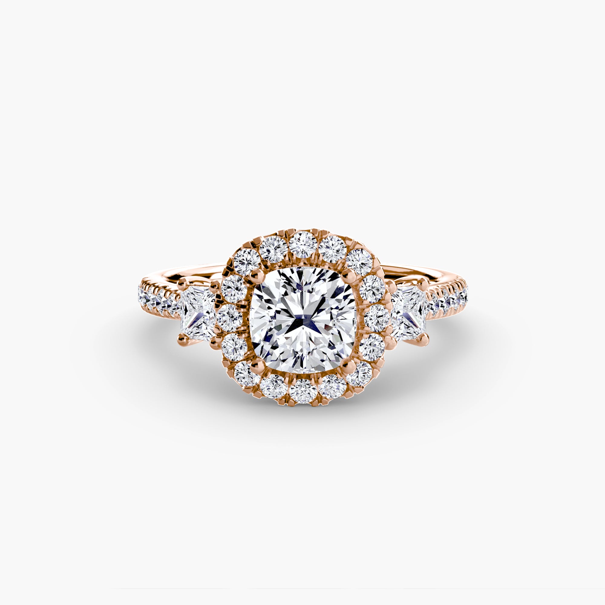 Three-Stone Ring with Halo 2 - VTC Watches