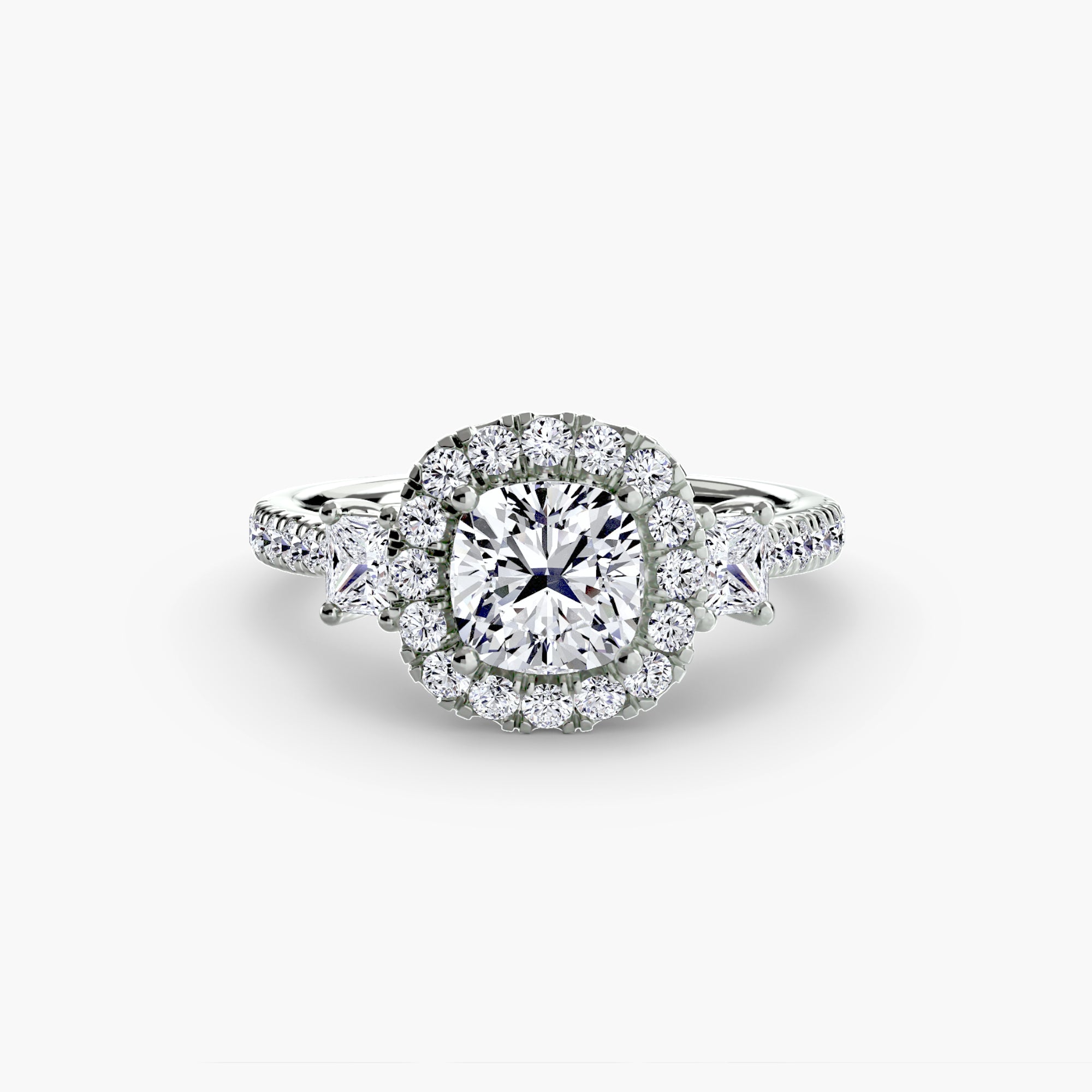 Three-Stone Ring with Halo 2 - VTC Watches