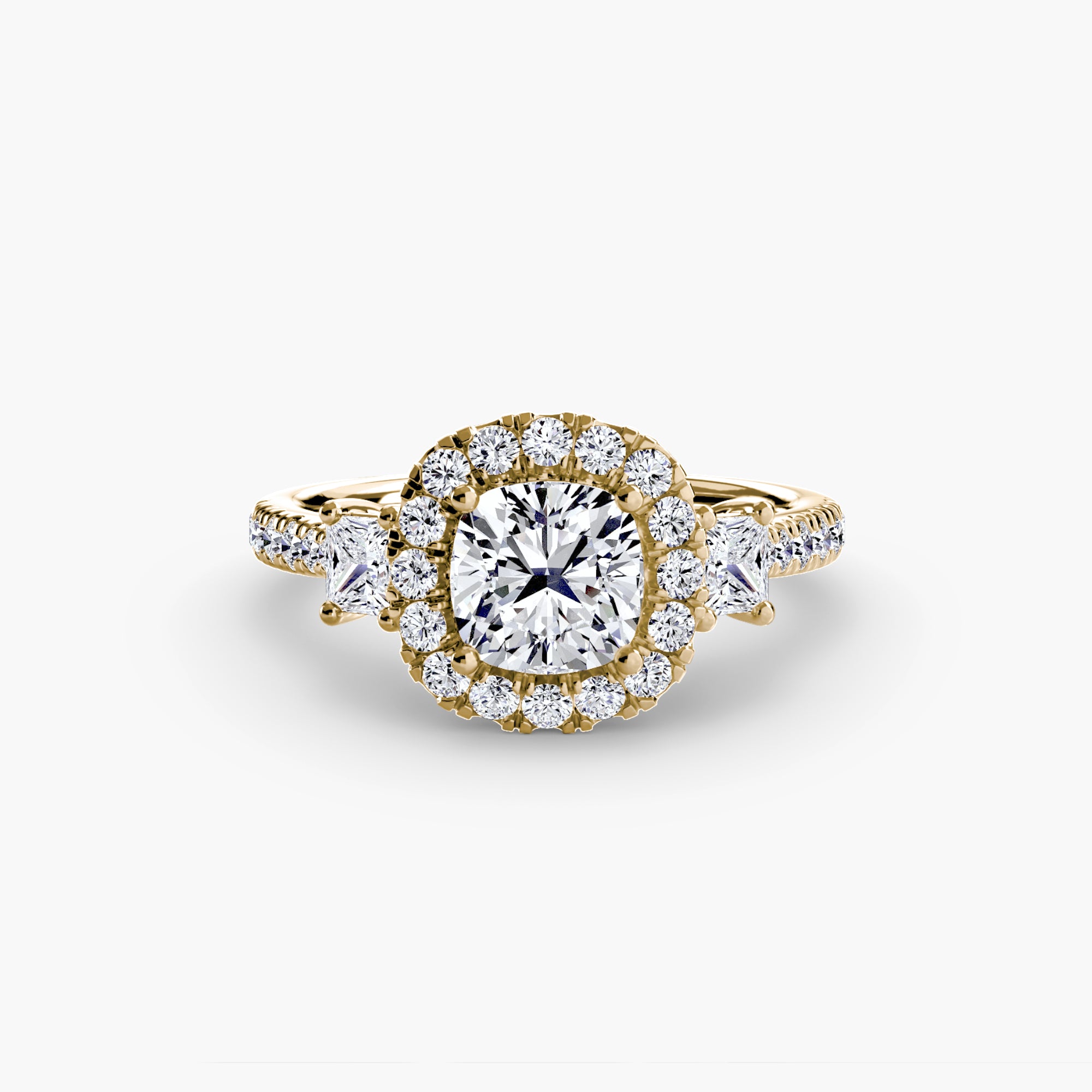 Three-Stone Ring with Halo 2 - VTC Watches