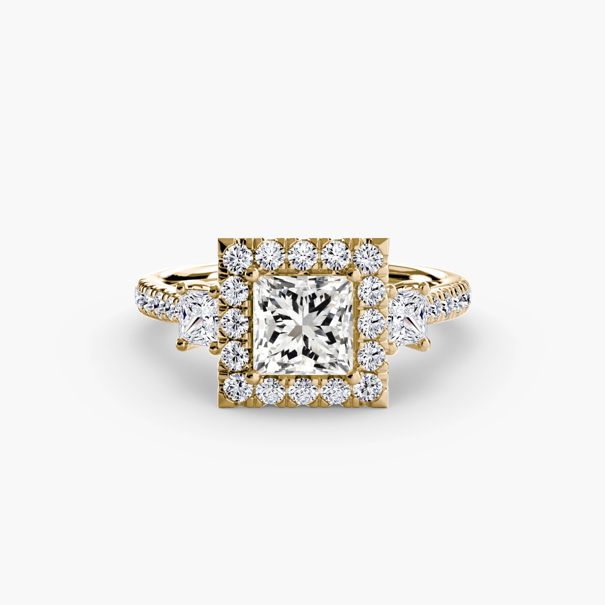 Three-Stone Ring with Halo 2 - VTC Watches