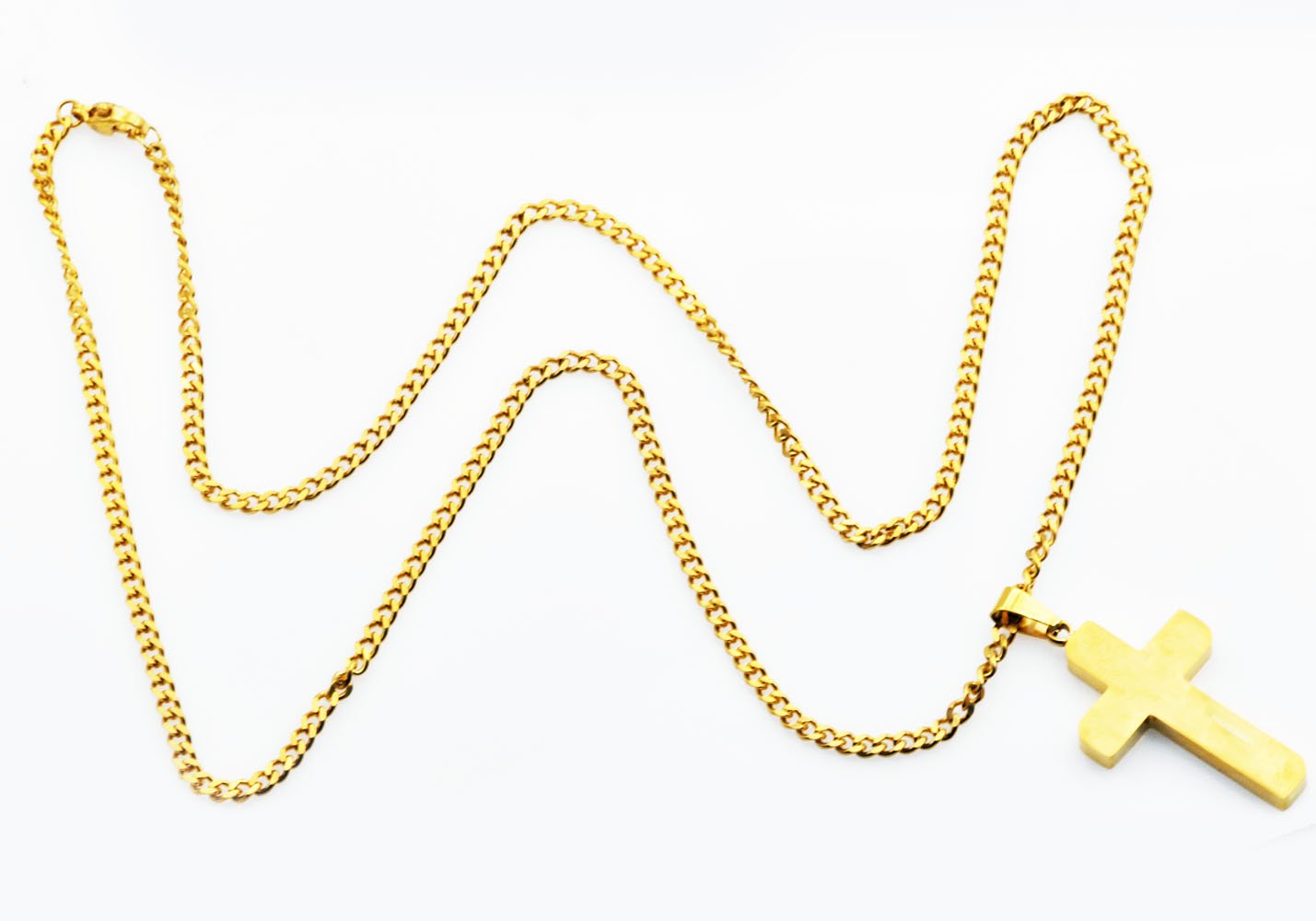 Blackjack Men's Gold Plated Cross Necklace BJP155G