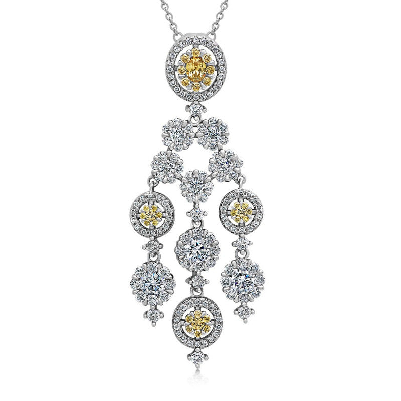 LAB CREATED CANARY PAVE PENDANT NECKLACE